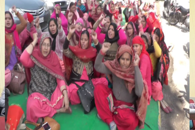 Anganwadi workers Protest