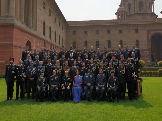 Defence Minister Nirmala Sitharaman along with other officials