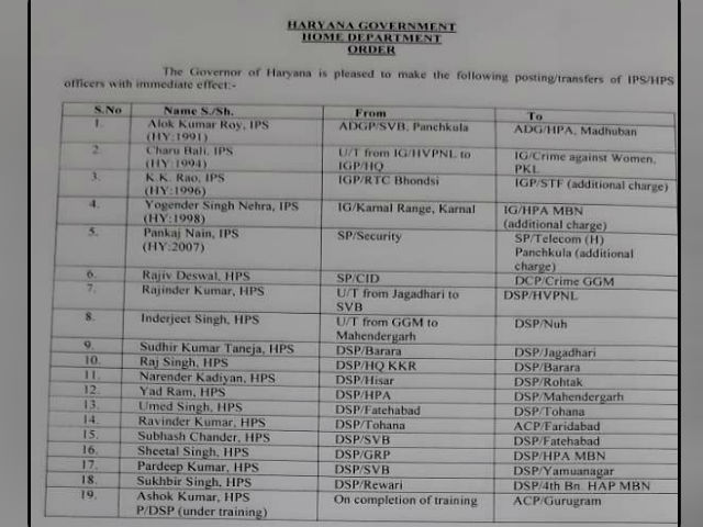 5 IAS और 14 HCS का तबादला