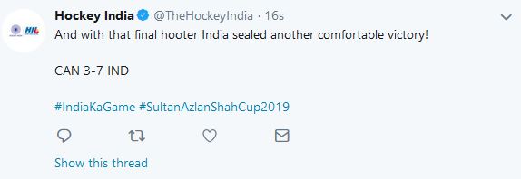 Azlan Shah Cup: India Beats Canada to continue winning streak