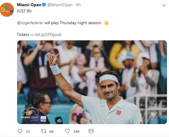 Miami Open: Roger Federer wins while Simona Halep advances to semis