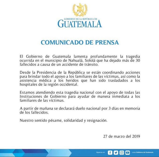 national mourning in Guatemala