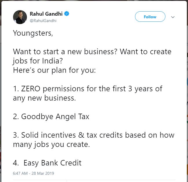 tweet of rahul on startups