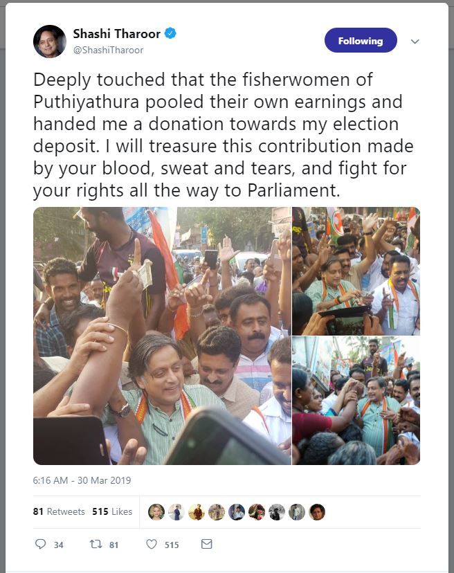 etvbharat shashi tharoor tweet