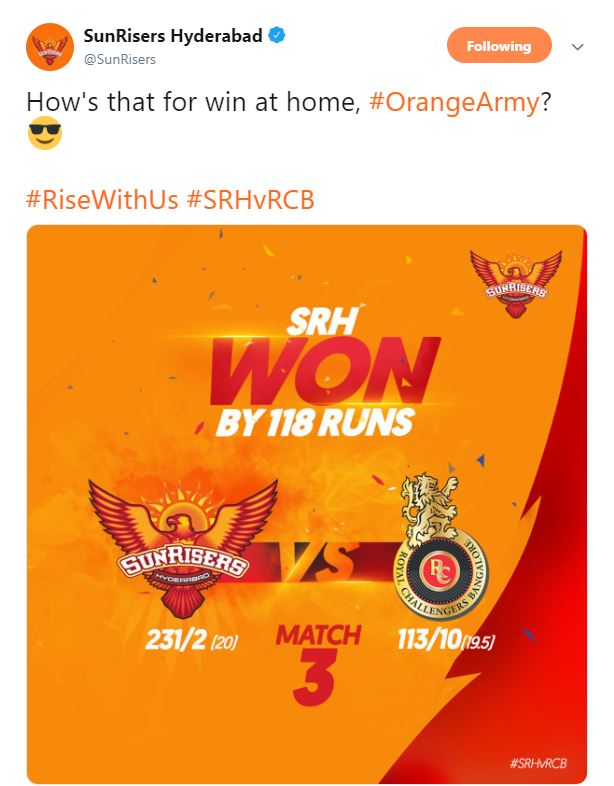 ipl match sunrisers vs bengaluru royal challengers