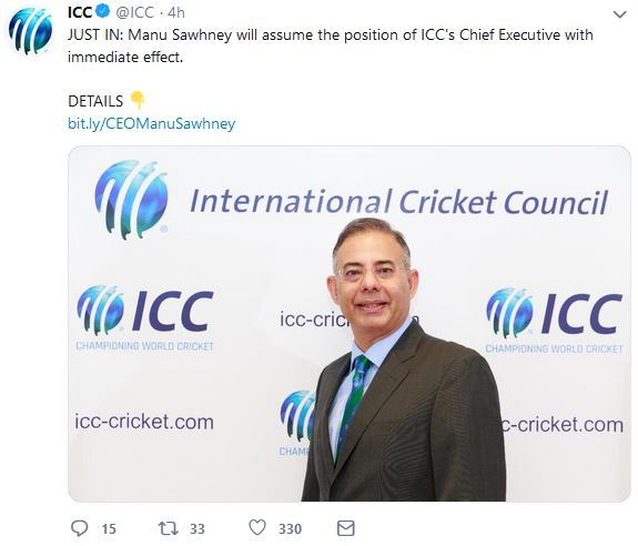 Sawhney takes charge as ICC Chief Executive