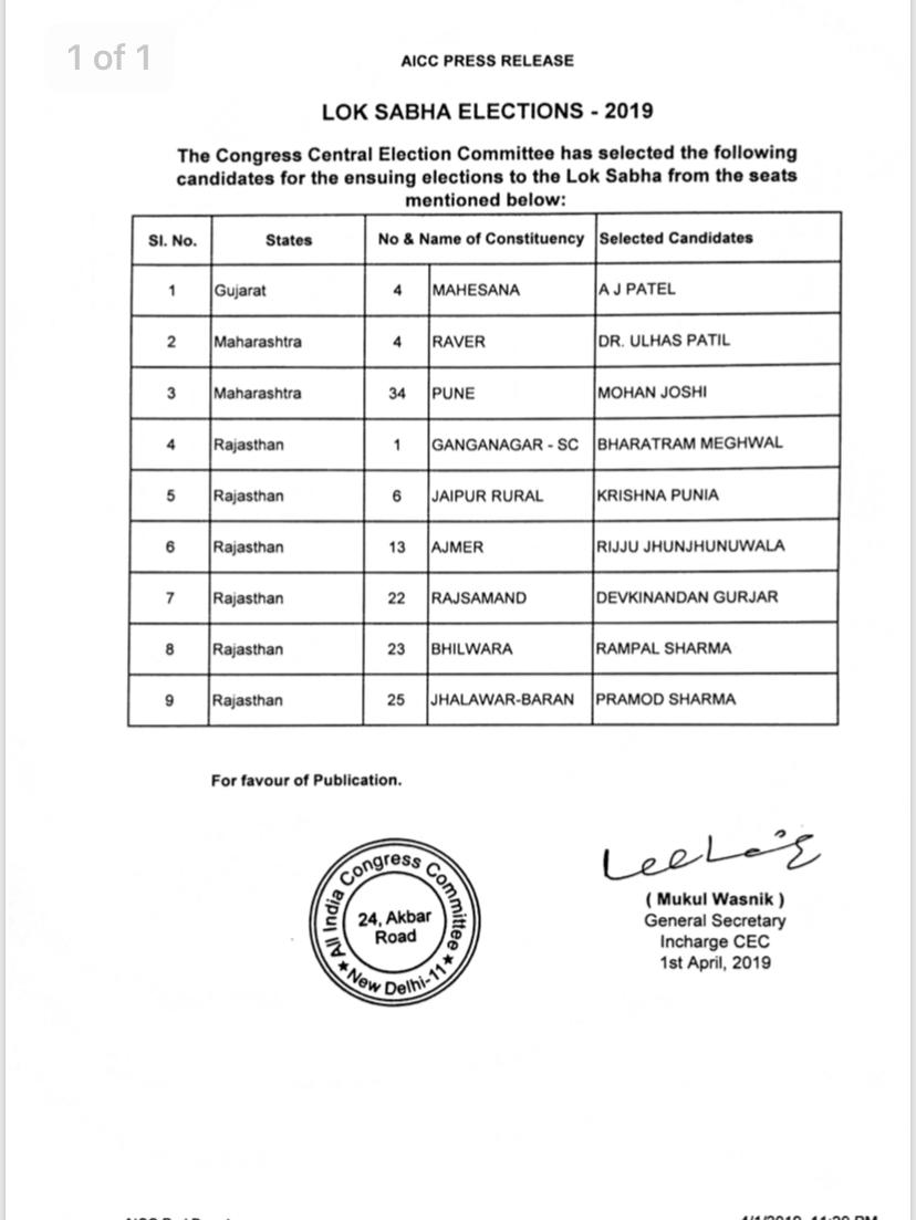 Congress, Olympian Krishna Poonia, Jaipur Rural constituency, Lok Sabha polls