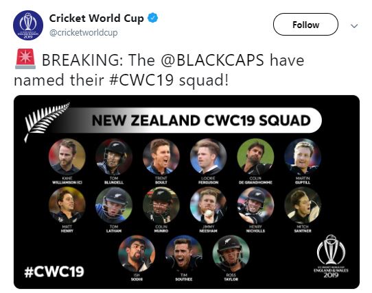 newzeland team for worldcup