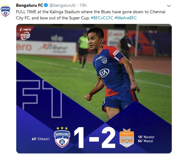 Super Cup: Chennai Beats Bengaluru to enter in semis