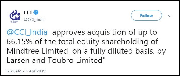 माइंडट्री की 66.15% स्टेक खरीद सकती है एल एंड टी, प्रतिस्पर्धा आयोग ने दी मंजूरी