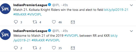 IPL: Toss Of Match Between KKR And Rajasthan Royals