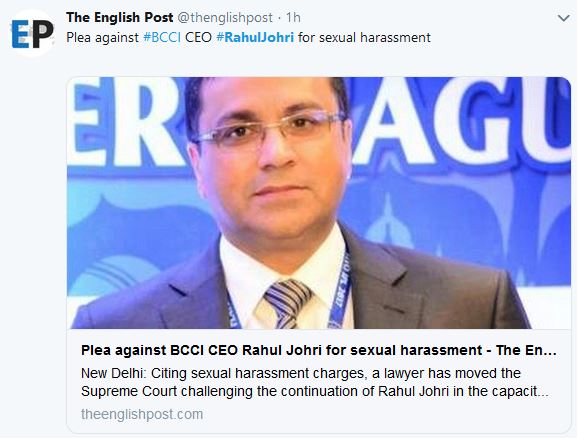 Plea Filed Against Rahul Johri in SC for allegations in MeToo case