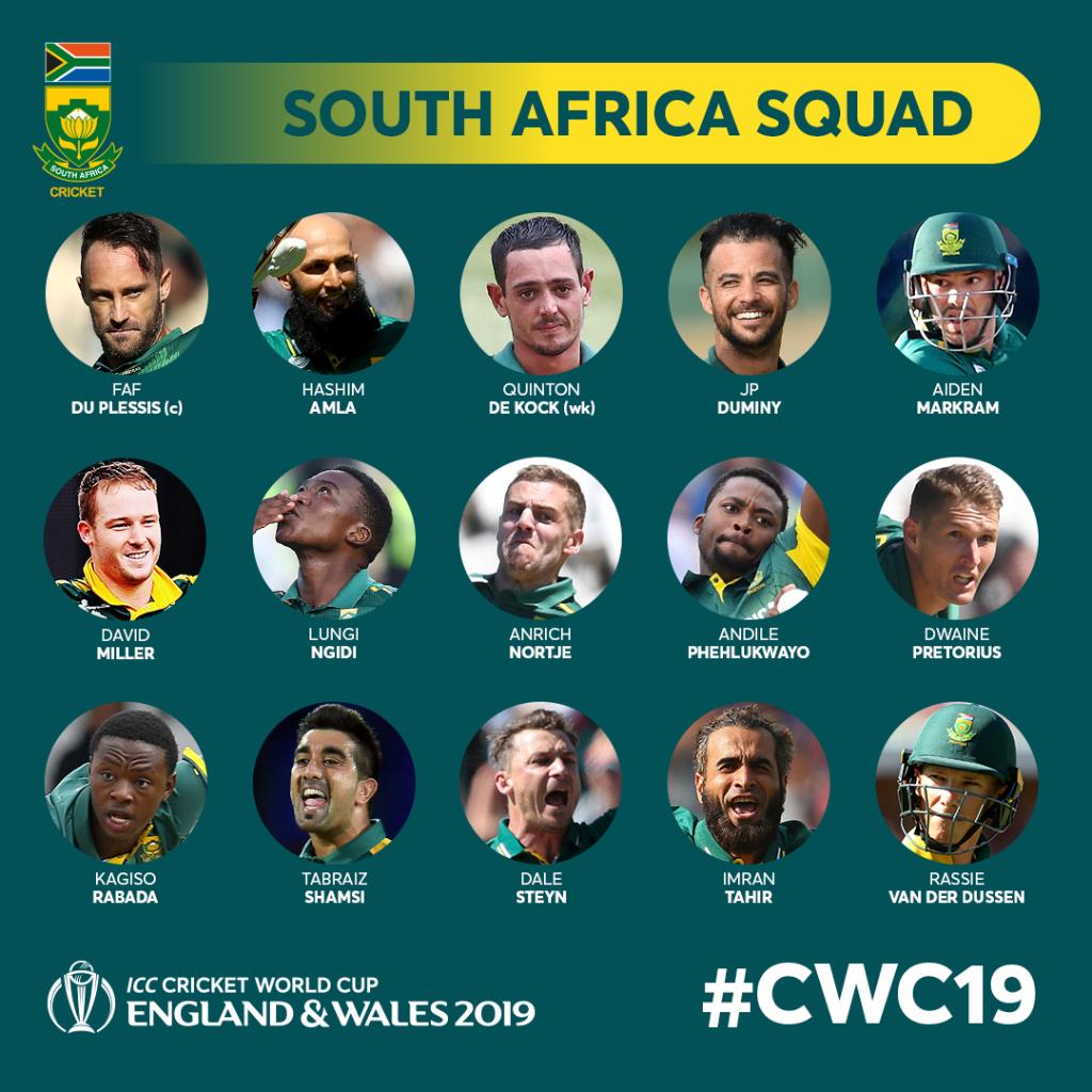 CSA Announced 15 men squad for 2019 World Cup including Stey and Amla