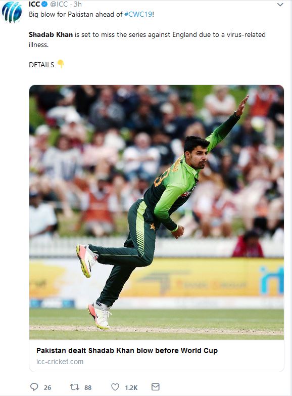 Shadab Khan to miss out from England tour