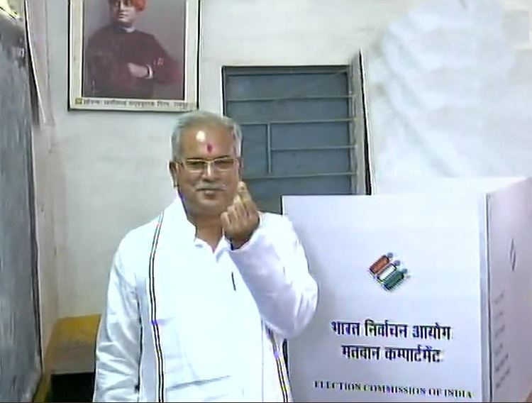 Chhattisgarh CM Bhupesh Baghel after casting his vote