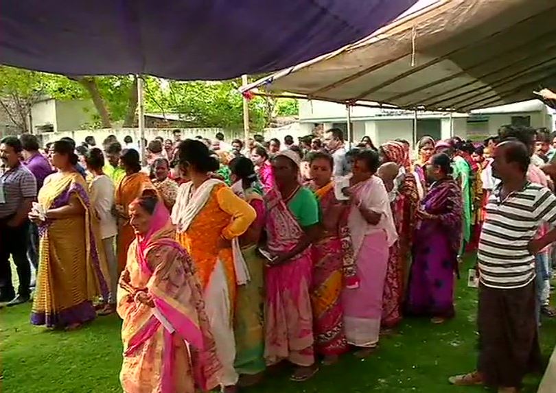 Voters queue outside polling booth in WB