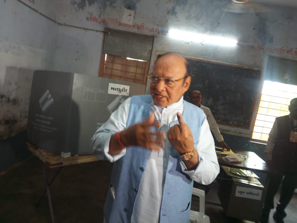 Former CM Shankarsinh Vaghela casts his vote