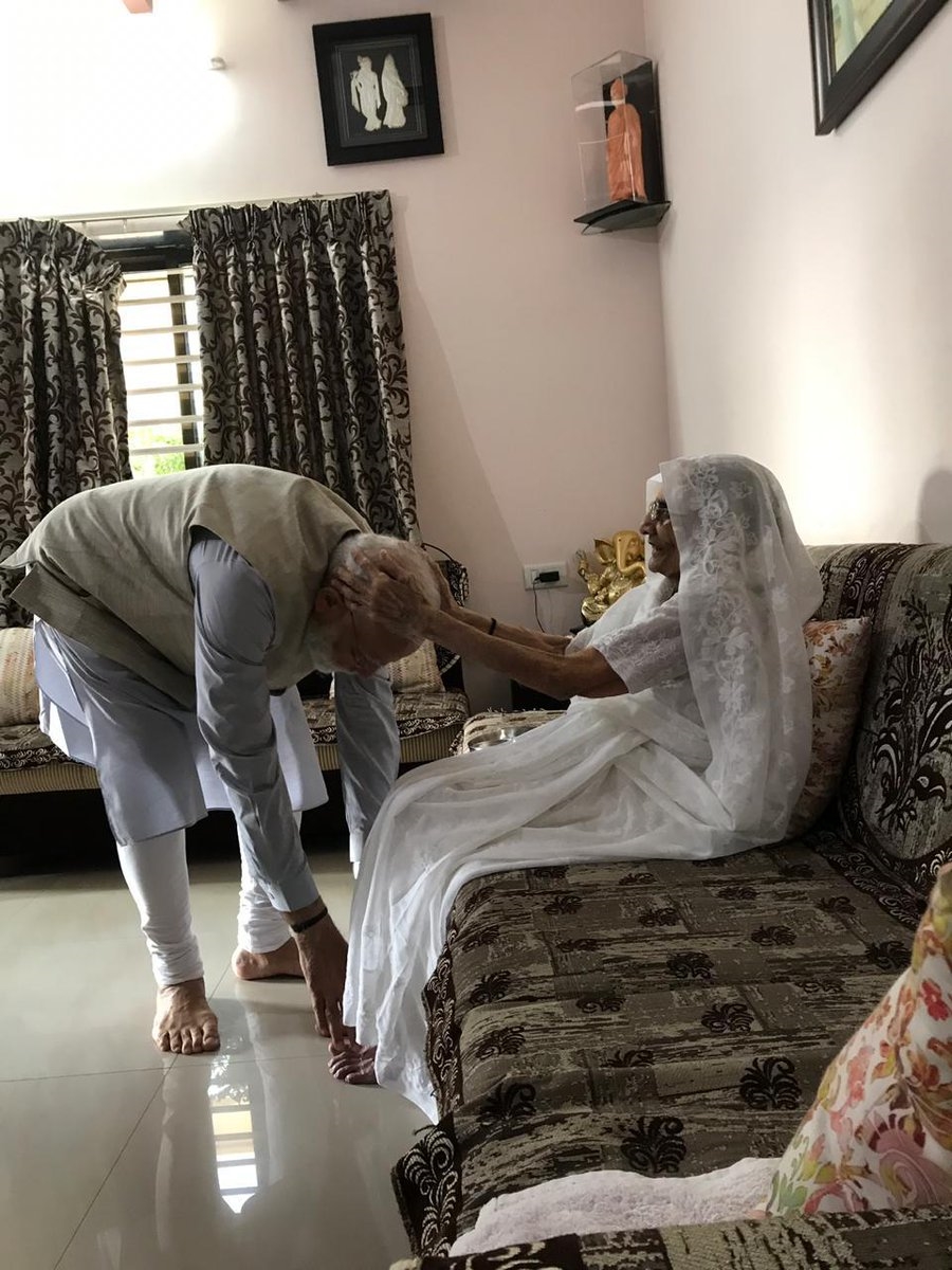 Prime Minister Narendra Modi's mother cast her vote