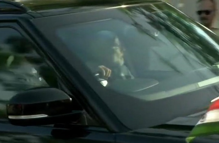 Prime Minister Narendra Modi arrives at his mother's residence in Gandhinagar