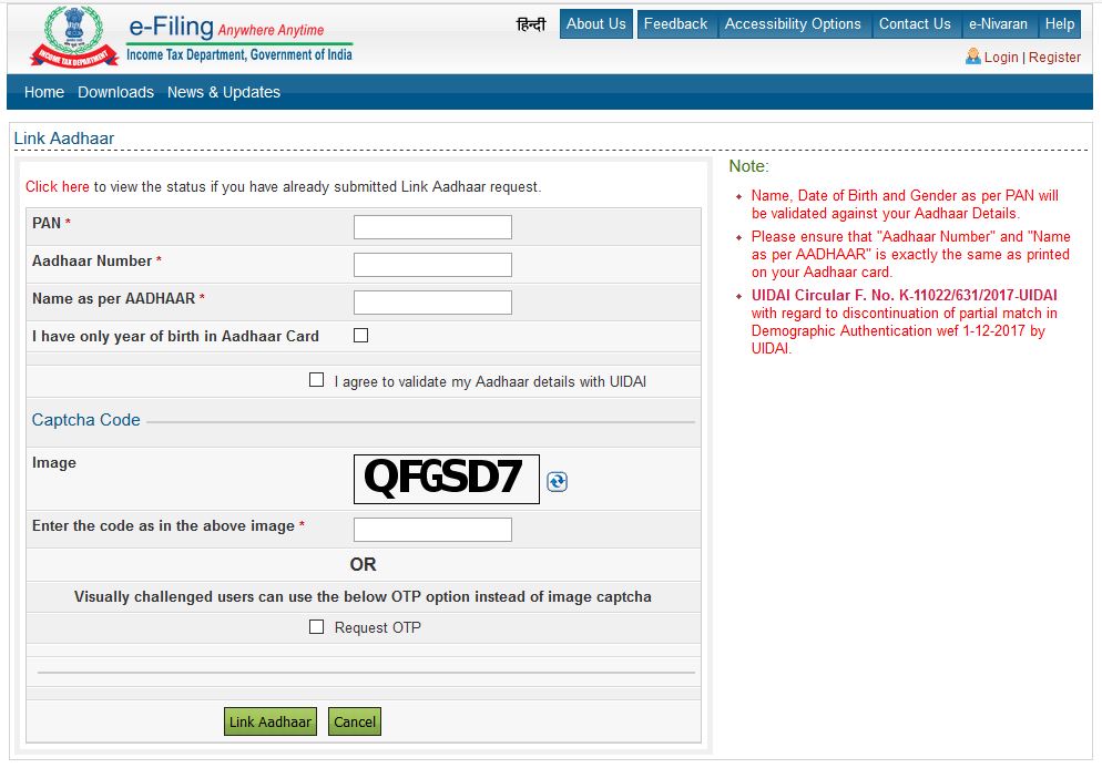 Aadhar- Pan Link