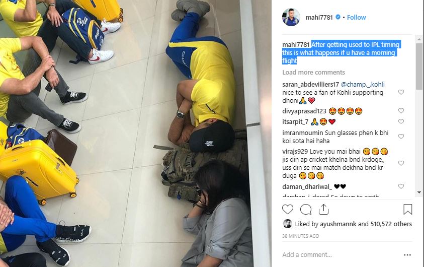 IPL 2019, Dhoni, sleep, Chennai airport floor, Sakshi Dhoni
