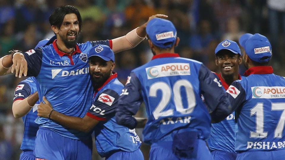 Ishant Sharma celebrates after taking wicket of Ambati Rayudu.