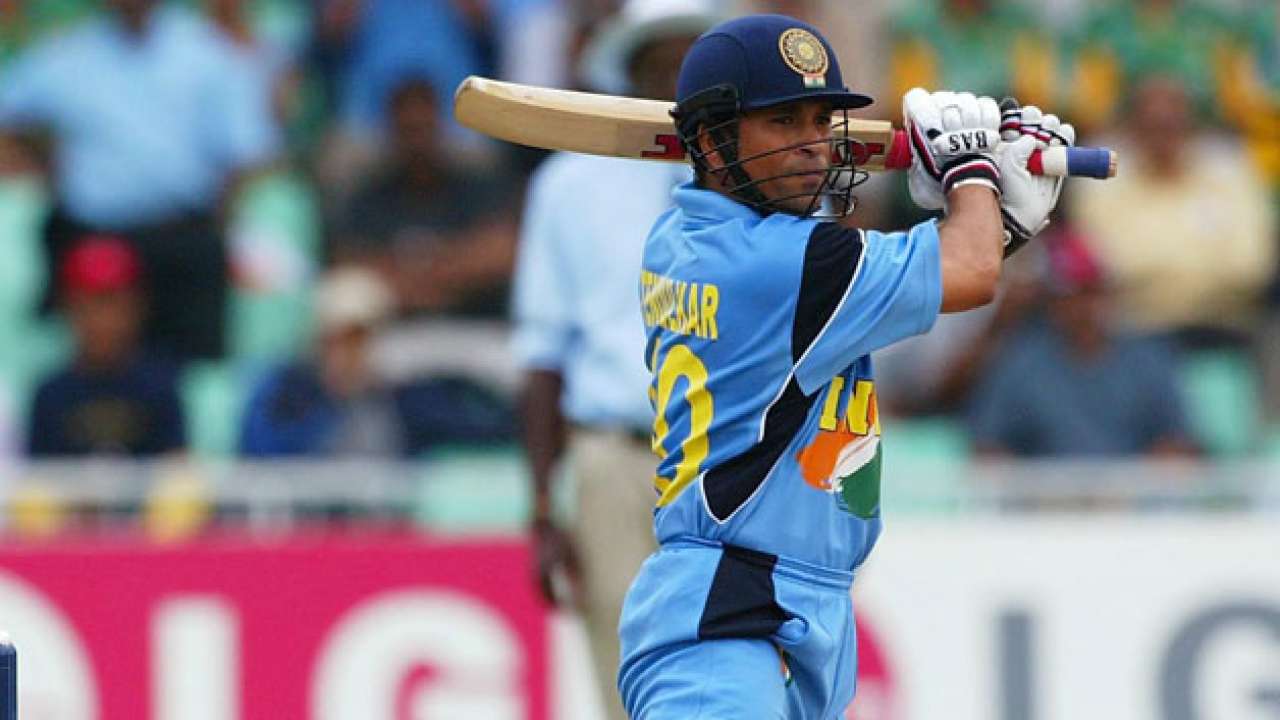 Sachin Tendulkar plays a shot against Pakistan in 2003 World Cup at SuperSport Park.