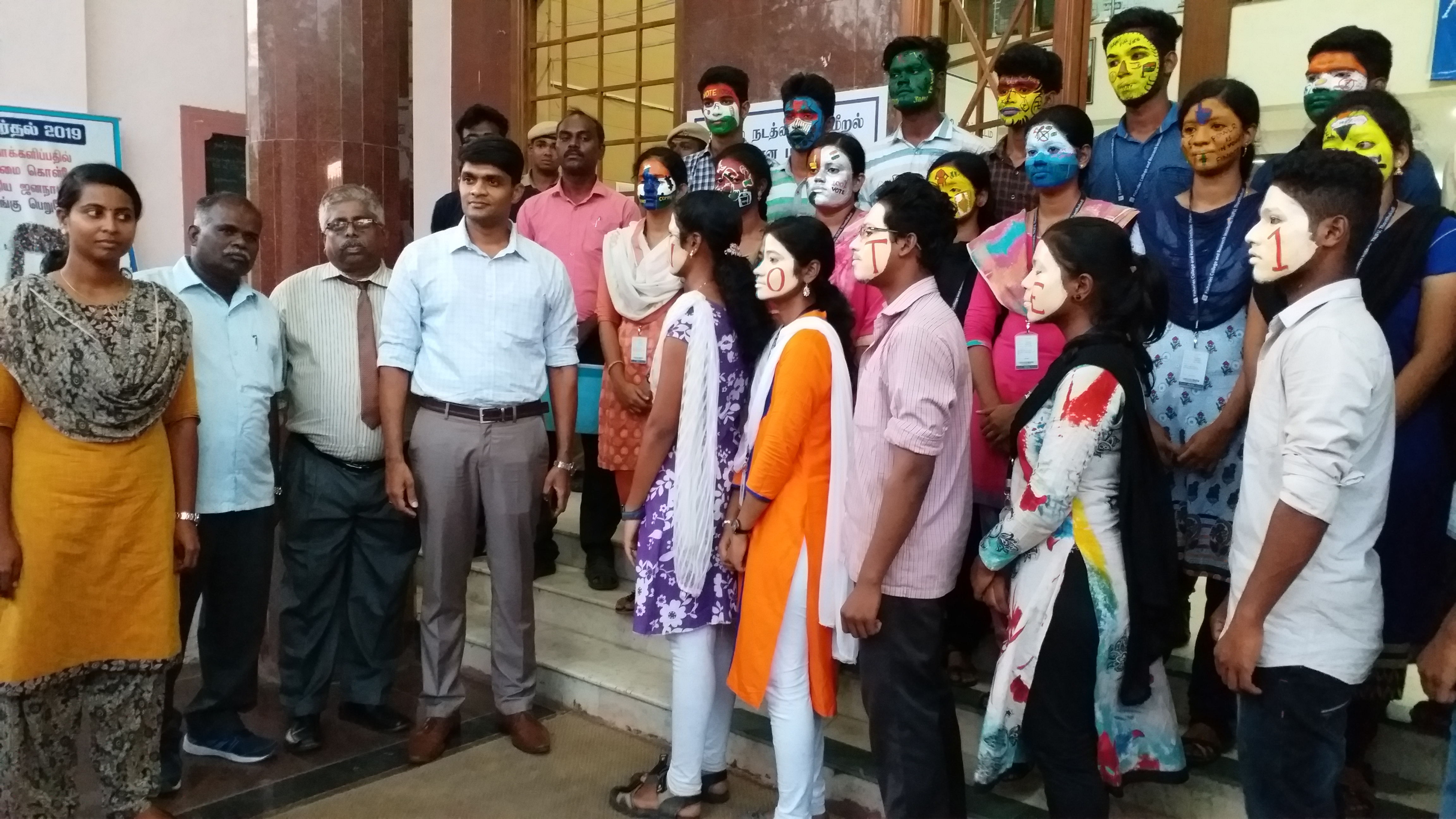 election awareness campaign by students using face painting