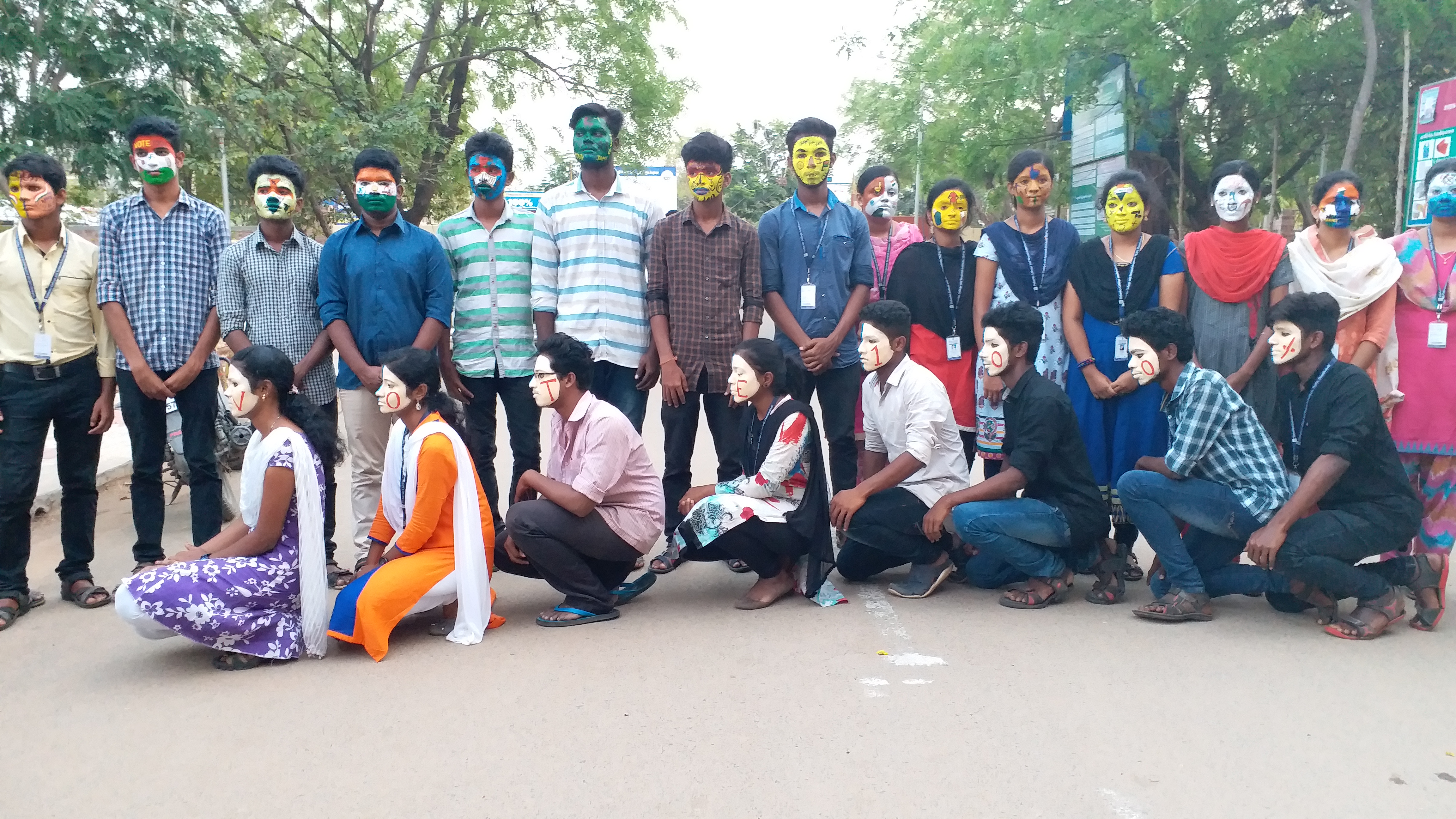 election awareness campaign by students using face painting