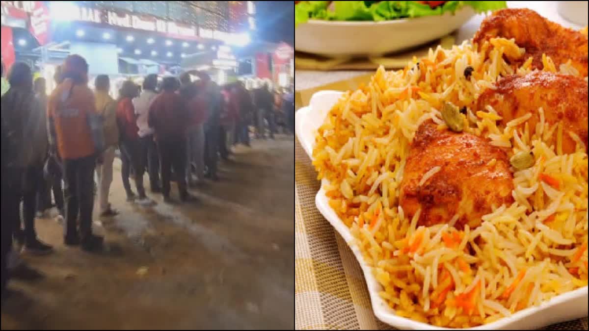 craze for Hyderabadi biryani on new year 2025 long queues outside hotels in hyderabad