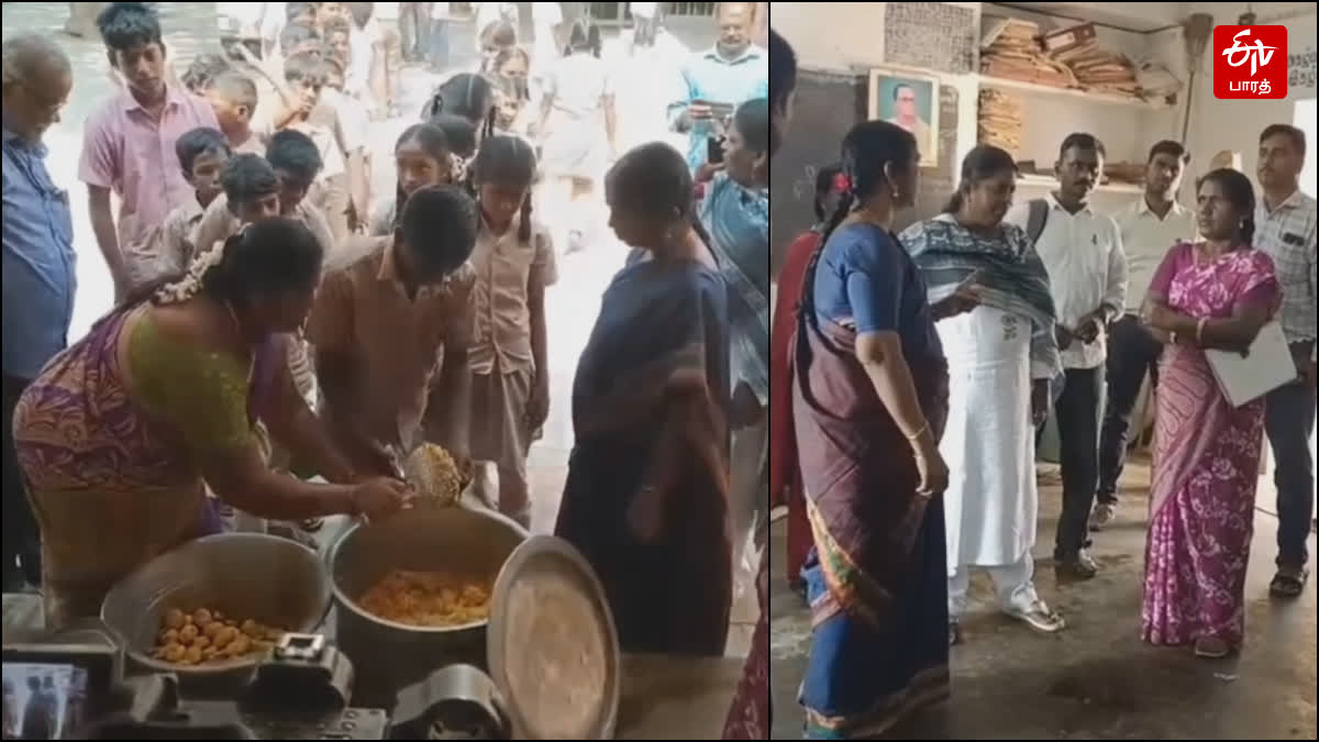 collector inspects at Kumpinipet government school and suspends the nutrition food organizer