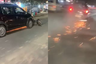 bike dragged by car