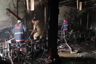 Building Caught Fire In Thrissur  തൃശ്ശൂരില്‍ തീപിടിത്തം  കെട്ടിടത്തിന് തീപിടിച്ച് നാശനഷ്‌ടം  Fire Accident In Thrissur