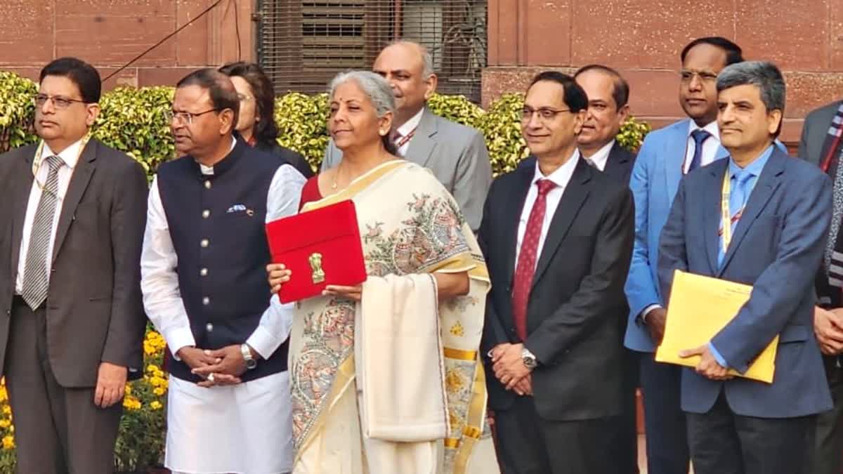 FM Nirmala Sitharaman with her team before addressing budget