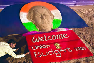 UNION BUDGET 2025 SAND SCULPTURE  NIRMALA SITHARAMAN AND BUDGET 2025  SAND ARTIST SUDARSAN PATTNAIK  കേന്ദ്ര ബജറ്റ് 2025