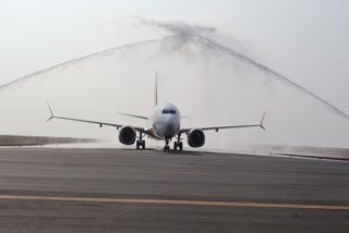 Water cannon salute for the plane