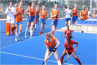 Friendly hockey match between HC Bloemendaal hockey club Netherlands and Jharkhand women team in Khunti