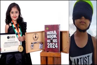 Six year old vardaa skating blindfolded: Got place in India Book of Records