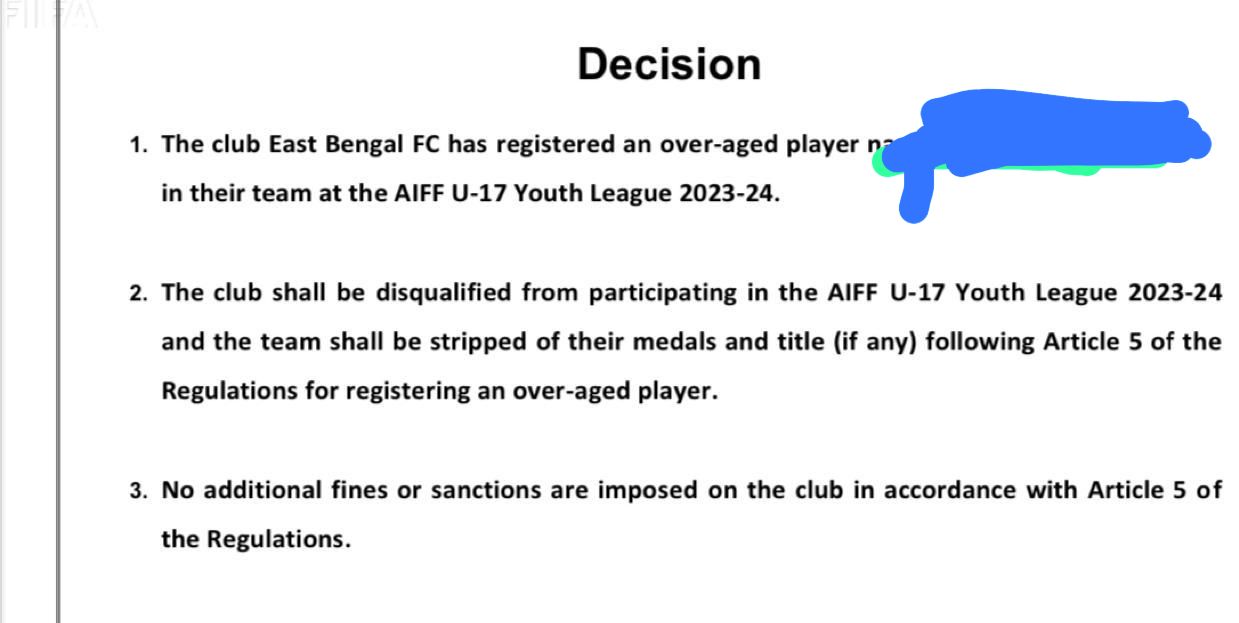 AIFF Suspend East Bengal Youth Team