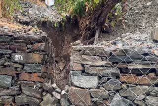 डयोड गांव में धंसी जमीन