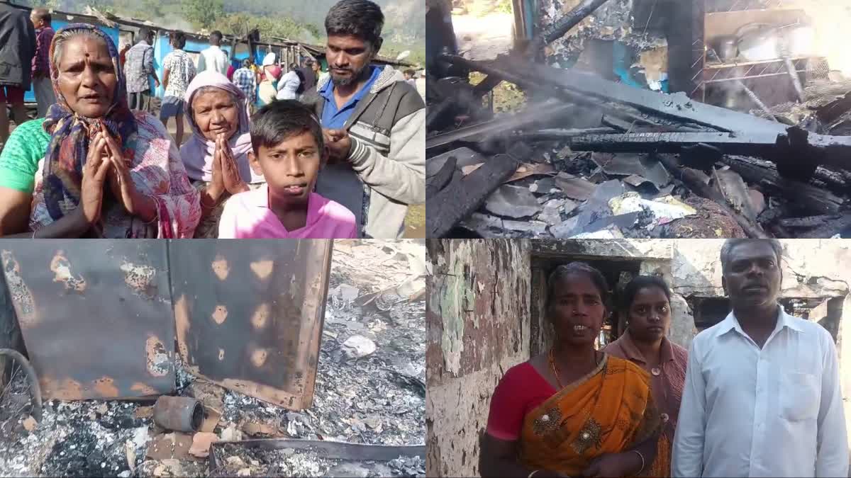 MUNNAR FIRE ACCIDENT  MUNNAR ESTATE  IDUKKI  ELEVEN HOMES GUTTED IN FIRE