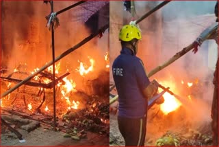 Vegetable shop caught fire