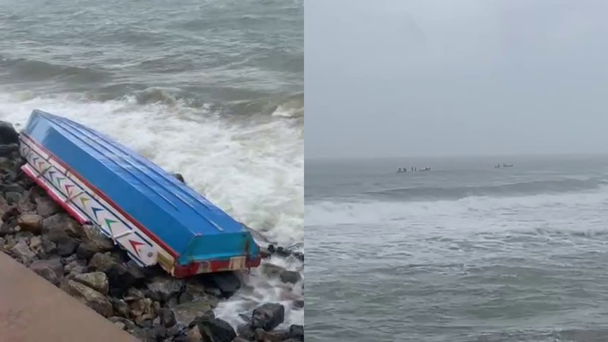 BOAT CAPSIZED IN SHANKUMUGHAM  FISHING BOAT CAPSIZED  തിരുവനന്തപുരം  ചെറുവള്ളം മറിഞ്ഞ് അപകടം