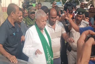 RJD Chief Lalu Prasad Yadav leaves a polling station in Bihar capital Patna after casting his vote in the 7th phase of Lok Sabha election on Saturday June 1, 2024