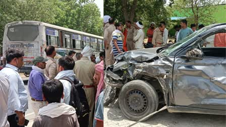 Out of control bus hits two vehicles