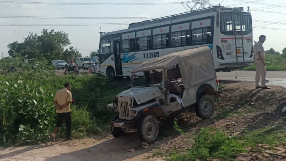 Jeep and Bus Collision on Balotra Highway