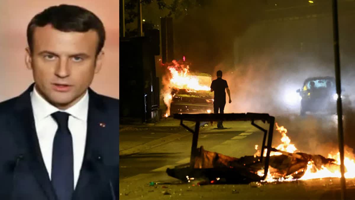 Photo of President Emmanuel Macron and violence