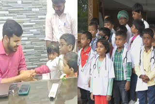in Tirunelveli Children came like a doctors to meet the District Collector to greet him on Doctors Day