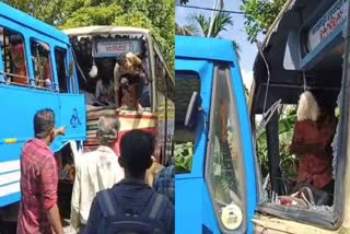 Bus accident in Ernakulam  Bus accident in Ernakulam  Ernakulam news updates  latest news in Ernakulam  എറണാകുളത്ത് ബസുകള്‍ കൂട്ടിയിടിച്ചു  ബസുകൾ കൂട്ടിയിടിച്ചു  കളമശേരി മെഡിക്കൽ കോളജ്  പറവൂർ താലൂക്ക് ഹോസ്‌പിറ്റല്‍  ബസ് അപകടം