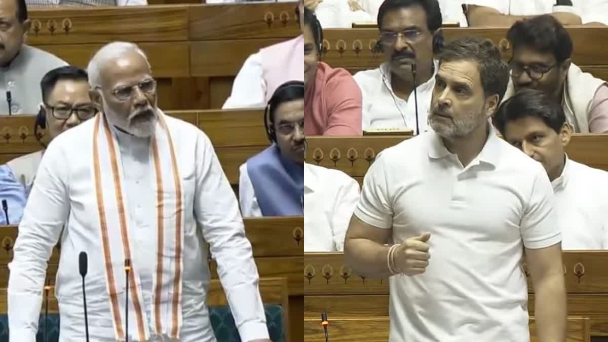 PM Narendra Modi vs Rahul Gandhi in Lok Sabha :